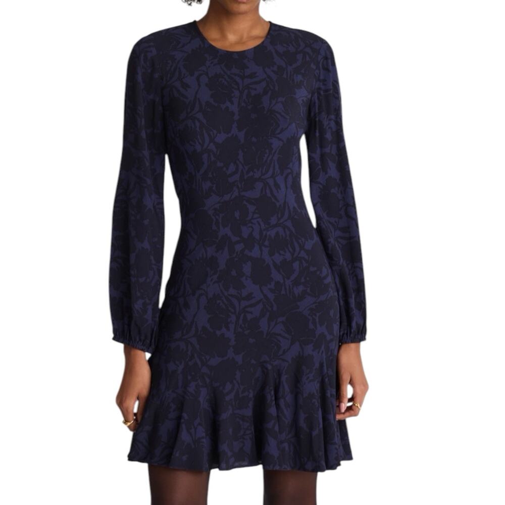 NWT Madewell Puff Sleeve Flare Mini Dress Size 0 Alexis Floral Navy